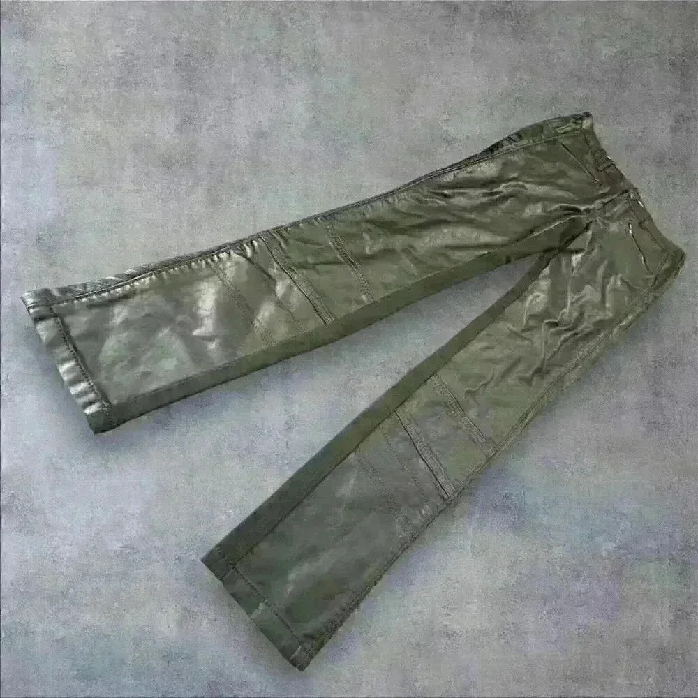 Pilcro Green Faux Vegan Leather Front Moto‎ Pants Size 28 Anthropology